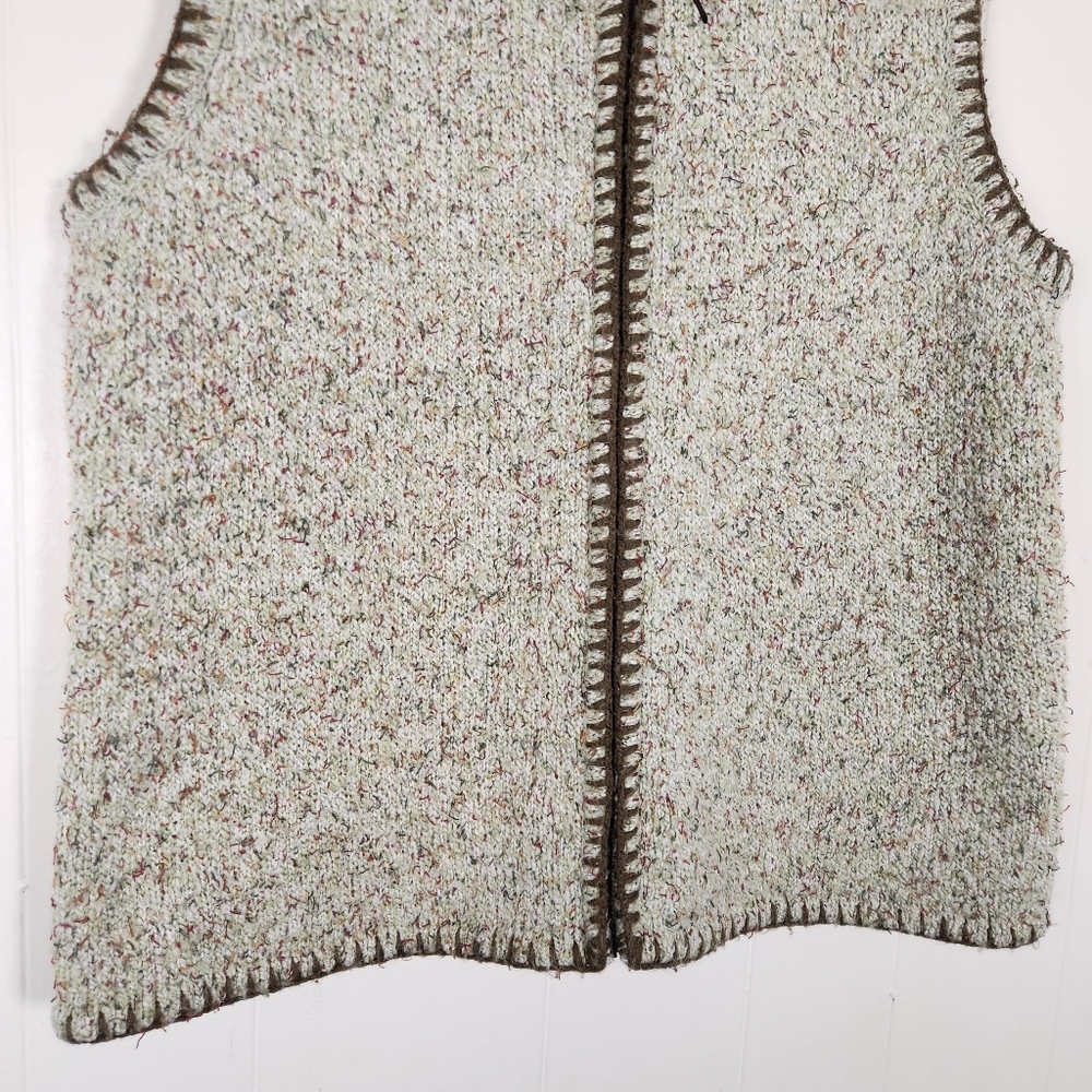 Vtg Christopher & Banks Hand Embroidered Oatmeal Zipper Sweater Vest Size 1x - Picture 7 of 16